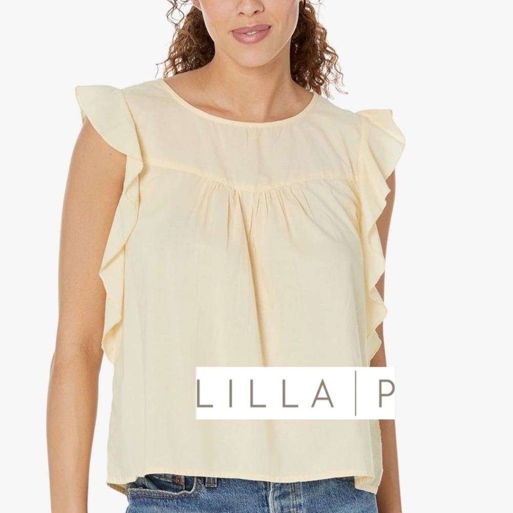 Lilla .P Black flutter sleeve top,Med CB2295